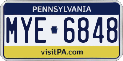 PA license plate MYE6848
