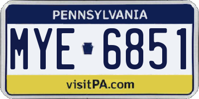 PA license plate MYE6851