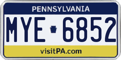 PA license plate MYE6852