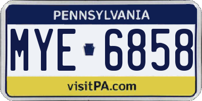 PA license plate MYE6858
