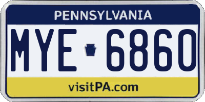 PA license plate MYE6860