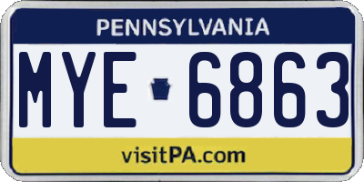 PA license plate MYE6863