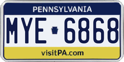 PA license plate MYE6868