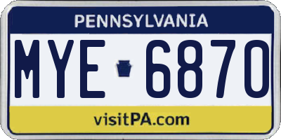 PA license plate MYE6870