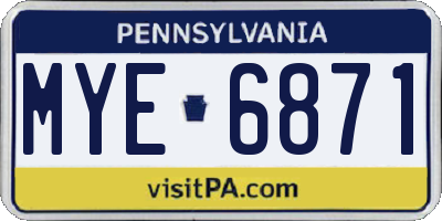 PA license plate MYE6871