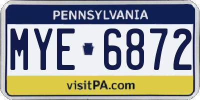PA license plate MYE6872