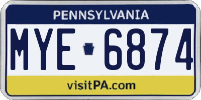 PA license plate MYE6874