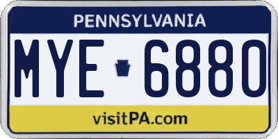 PA license plate MYE6880
