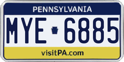 PA license plate MYE6885