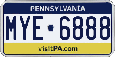 PA license plate MYE6888
