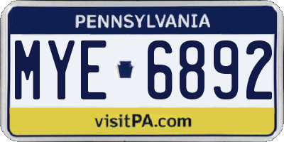 PA license plate MYE6892