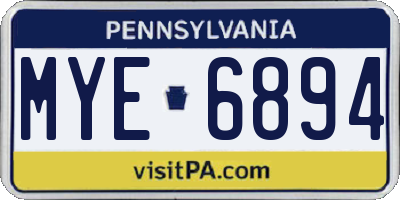 PA license plate MYE6894