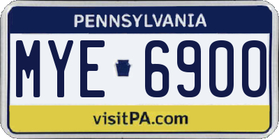 PA license plate MYE6900