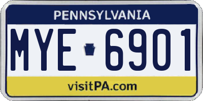 PA license plate MYE6901