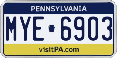 PA license plate MYE6903
