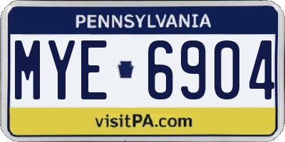 PA license plate MYE6904
