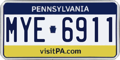 PA license plate MYE6911