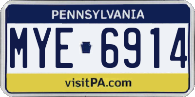 PA license plate MYE6914