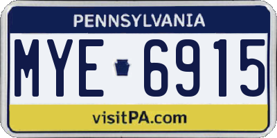 PA license plate MYE6915