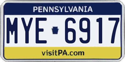 PA license plate MYE6917