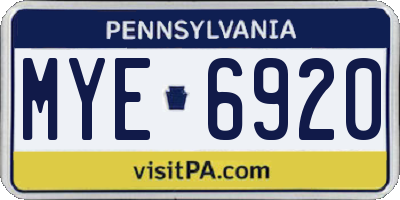 PA license plate MYE6920