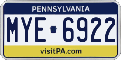PA license plate MYE6922