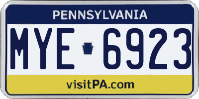 PA license plate MYE6923