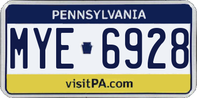 PA license plate MYE6928