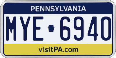 PA license plate MYE6940