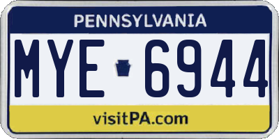 PA license plate MYE6944