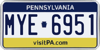 PA license plate MYE6951