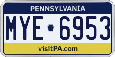 PA license plate MYE6953