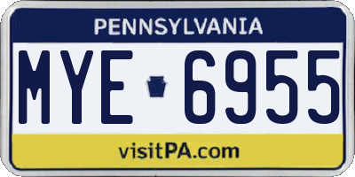PA license plate MYE6955