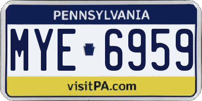 PA license plate MYE6959