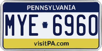 PA license plate MYE6960