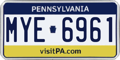 PA license plate MYE6961