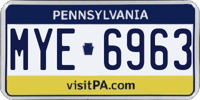 PA license plate MYE6963