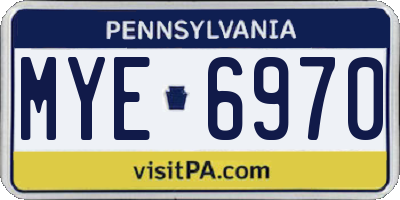 PA license plate MYE6970