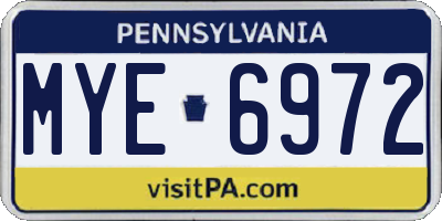 PA license plate MYE6972