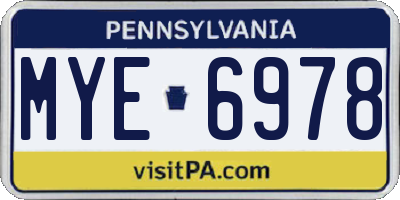 PA license plate MYE6978