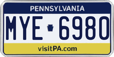 PA license plate MYE6980