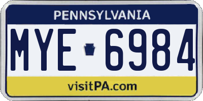 PA license plate MYE6984