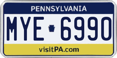 PA license plate MYE6990