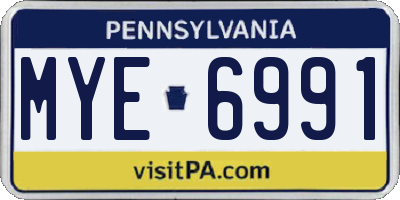 PA license plate MYE6991
