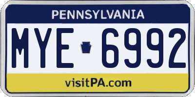 PA license plate MYE6992