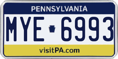PA license plate MYE6993