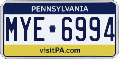 PA license plate MYE6994
