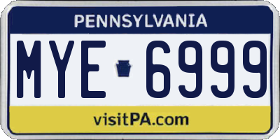 PA license plate MYE6999