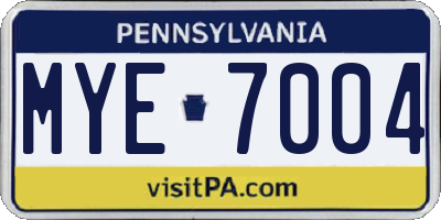 PA license plate MYE7004