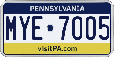 PA license plate MYE7005